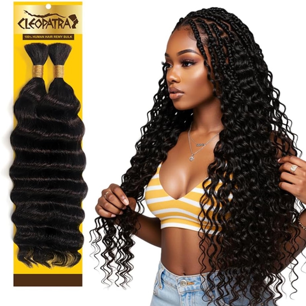 HUMAN HAIR Black Loose Deep Wave Braiding hair 14in 90g